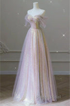 Fantasy Purple Bling Sequined Formal Prom Dresses Off Shoulder