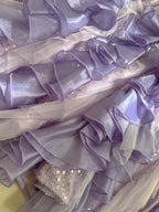 Fantasy Purple Mermaid Ruffled Tulle Sequined Long Formal Prom Dresses