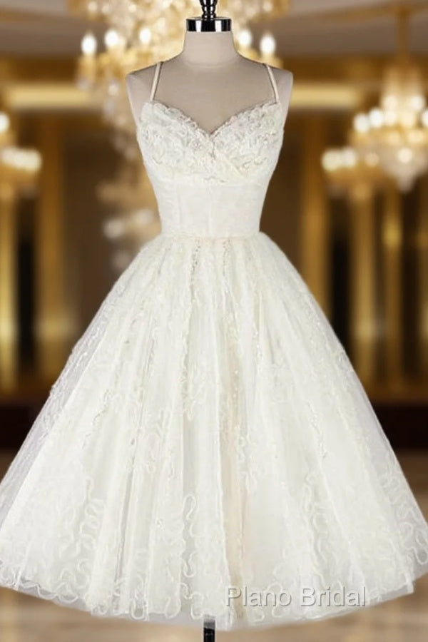 Fashion A Line Lace Formal Prom Dresses, Short Straps Homecoming Dresses Main image