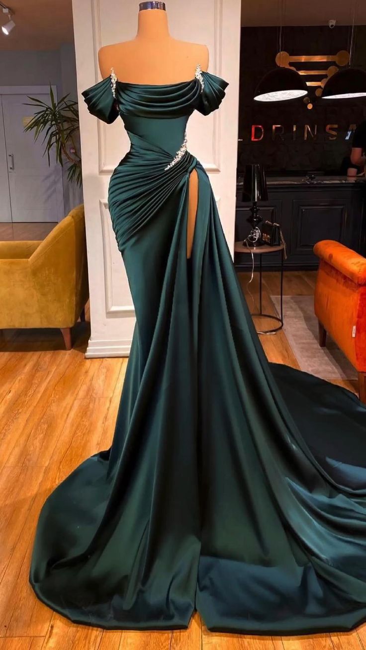 Fashion Green Formal Evening Dresses, Long Formal Prom Dresses