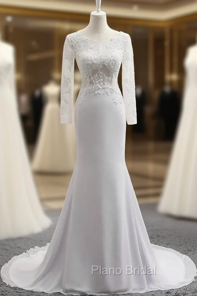 Fashion Mermaid Wedding Dresses Long Sleeve High Quality Sexy Scoop Neck Main image