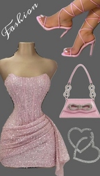 Fashion Pink Strapless Bodycon Short Formal Prom Dresses Glitter Sequin Homecoming Dresses