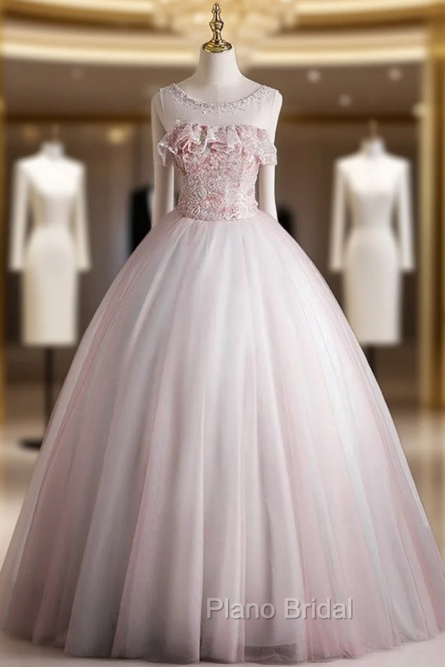 Fashion Pink Tulle Sequins Quinceanera Dresses Main image