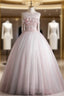 Fashion Pink Tulle Sequins Quinceanera Dresses