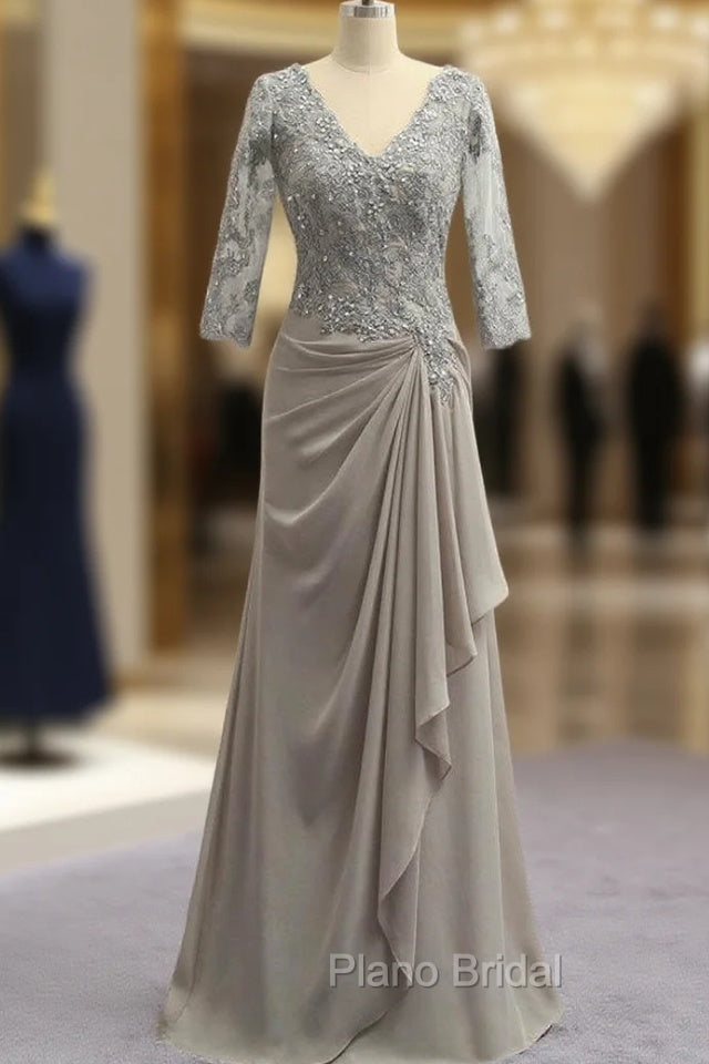 Fashion Plus Size Gray Mother Of The Bride Dresses A-line 3/4 Sleeves Main image