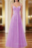 Fashion Purple Tulle Spaghetti Straps Appliques Formal Prom Dresses
