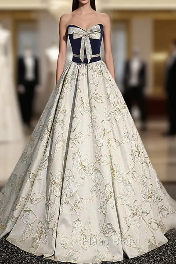 Fashion Strapless Formal Prom Dresses With Bow