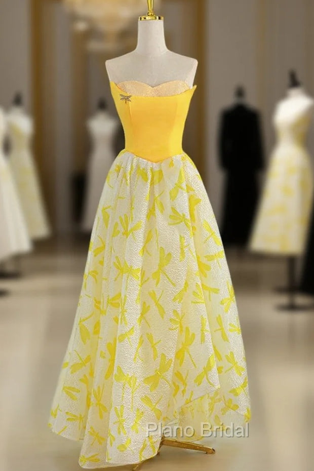 Fashion Yellow Sweetheart Long Formal Prom Dresses