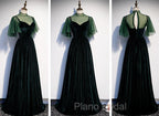 Fashionable Dark Green Velvet Long Party Gown, Green Bridesmaid Dresses