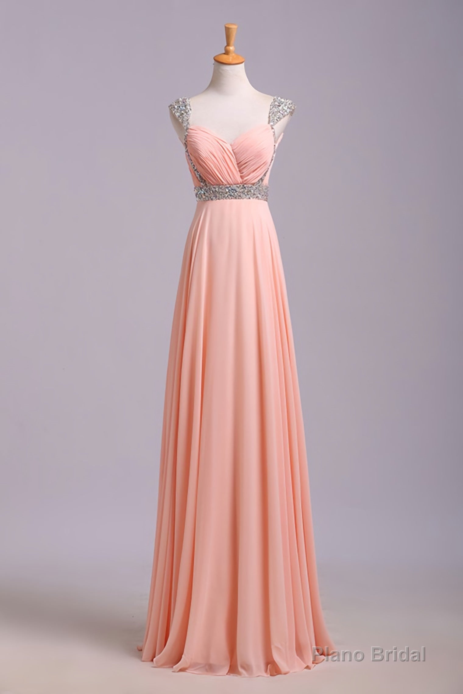 Best Selling Prom Dresses, A Line V Neck Floor Length Chiffon Zipper Back Secondary image