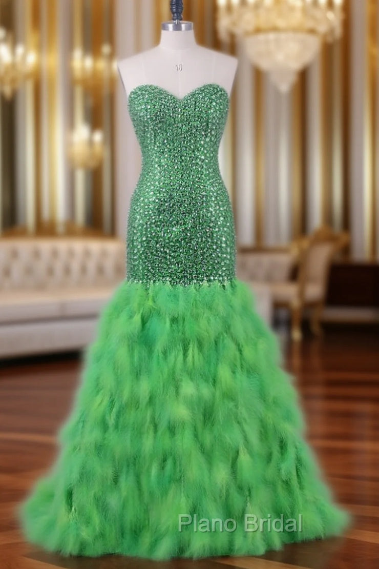 Feather Mermaid Formal Prom Dresses Long Formal Dresses For Women Wedding Party Main image