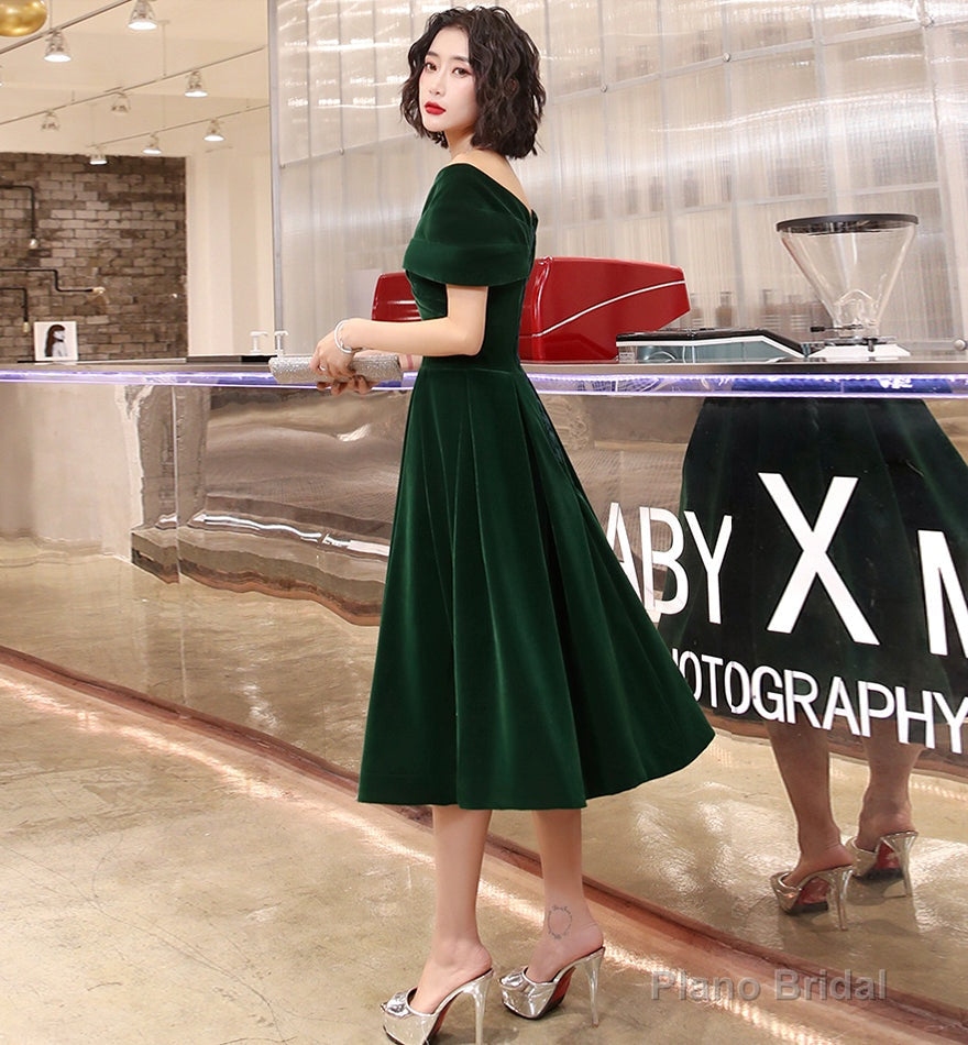 Green velvet short prom dress homecoming dress