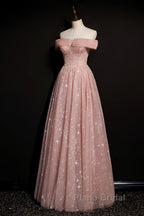 Cute tulle long A line Formal Prom Dresses evening Dresses