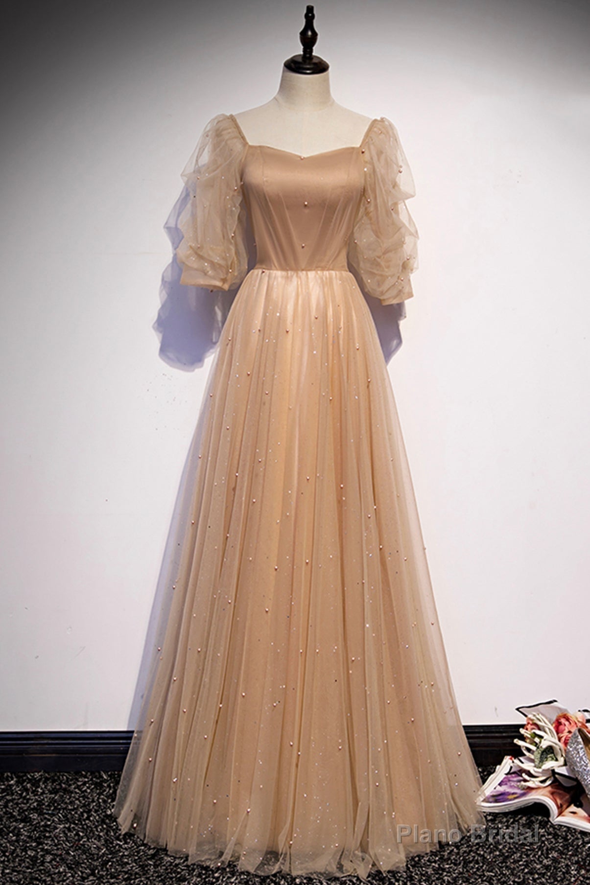 Cute Tulle Long Prom Dresses, A-Line Evening Dresses Main image