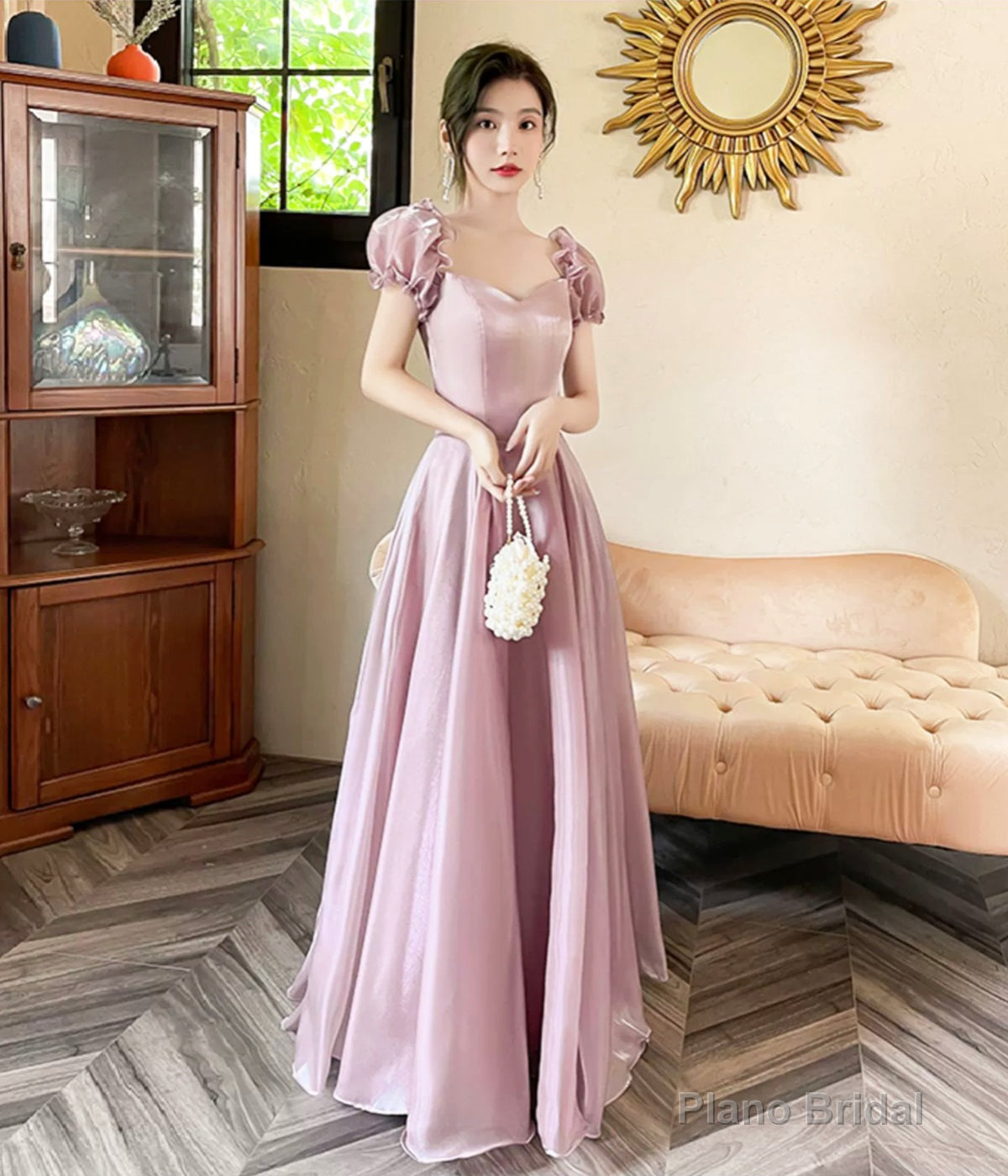 Pink Tulle Long A-Line Prom Dress Secondary image