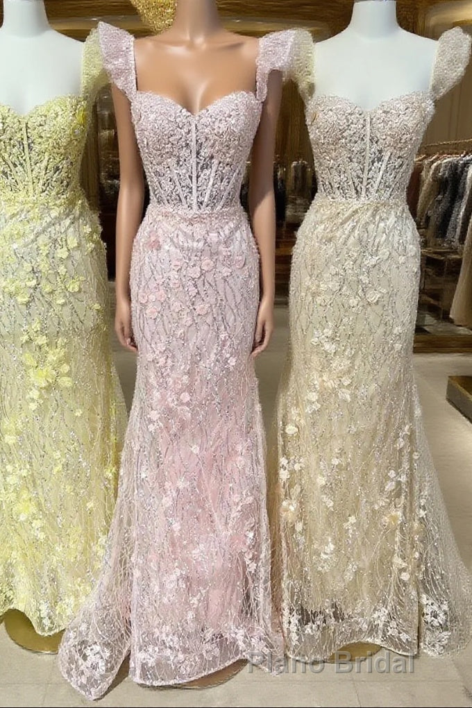 Cute Lace Appliques Sweetheart Spaghetti Straps Formal Prom Dresses Main image