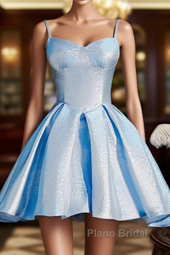Blue satin short Formal Prom Dresses homecoming Dresses Main image