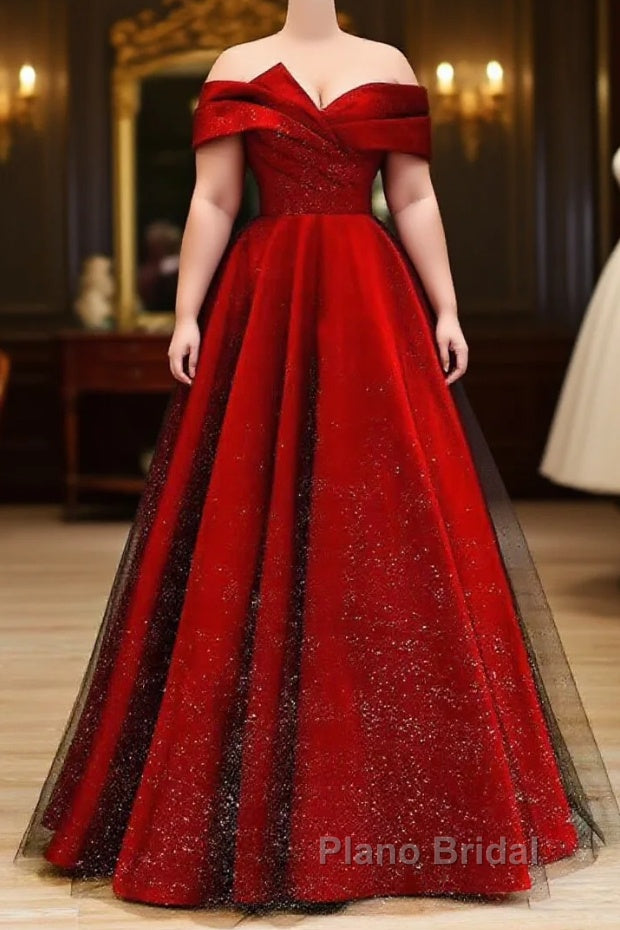 Burgundy Satin and Black Tulle Floor Length Formal Prom Dresses Main image