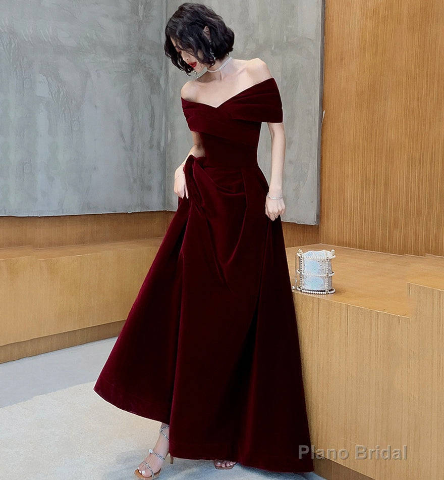 Elegant Velvet Long Prom Dress Evening Dress Main image