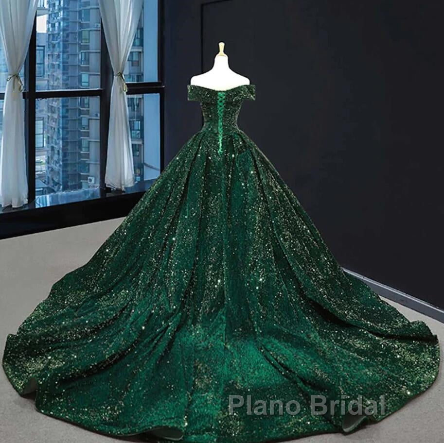 Vintage Off Shoulder Green Long Quinceanera Dresses Sweet 16 Formal Prom Dresses