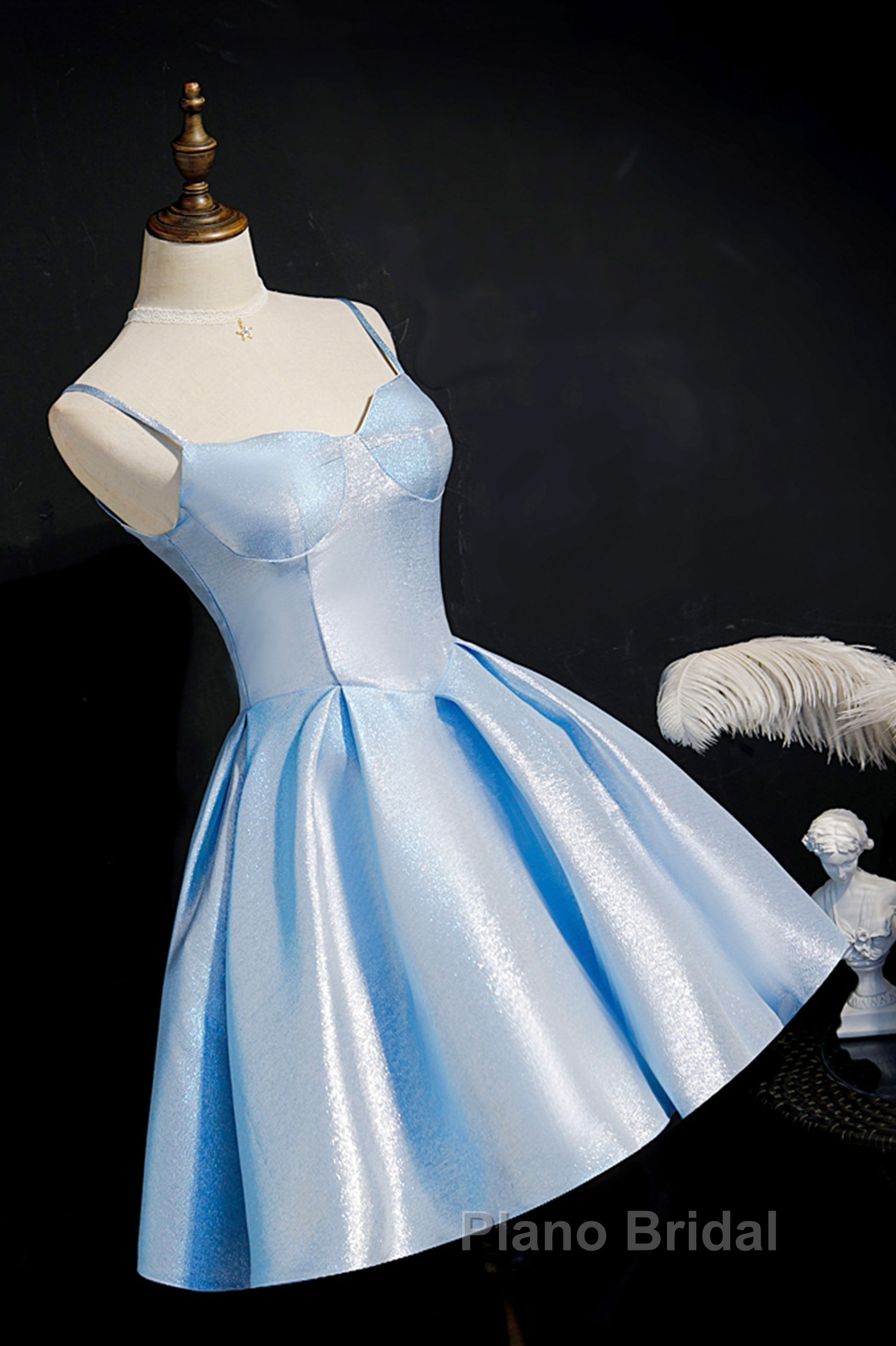 Blue satin short Formal Prom Dresses homecoming Dresses