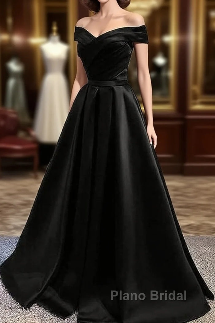 Off Shoulder A Line balck Formal Prom Dresses Formal Dresses