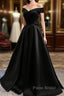 Off Shoulder A Line balck Formal Prom Dresses Formal Dresses
