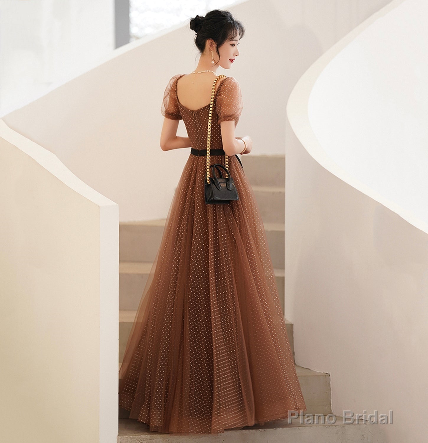 Cute Polka Dot Tulle Long Prom Dress Evening Dress Secondary image