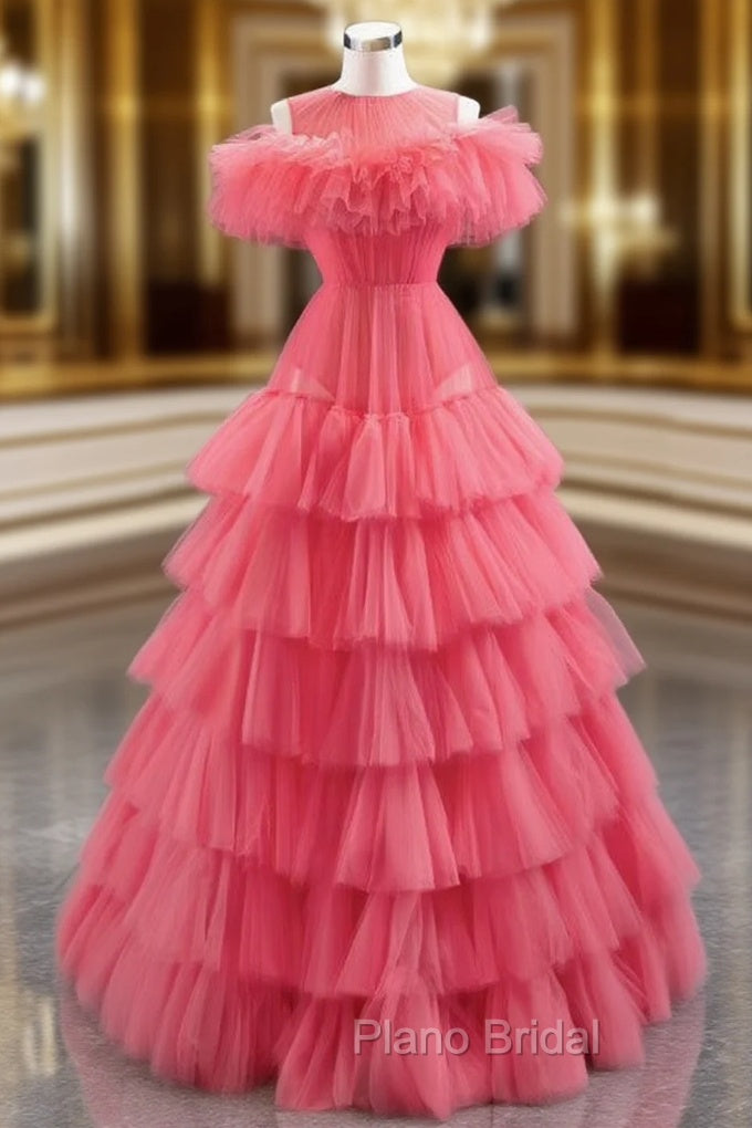 Find Plenty Of A-Line Red Tulle Pleates Tiers Long Formal Prom Dresses