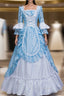 Find The Perfect Shade Of Blue Lace White Satin Square Long Sleeve Victorian Dresses Party Dresses