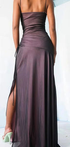 Fit & Flare Square Neck Purple Black And Pink Formal Prom Dresses