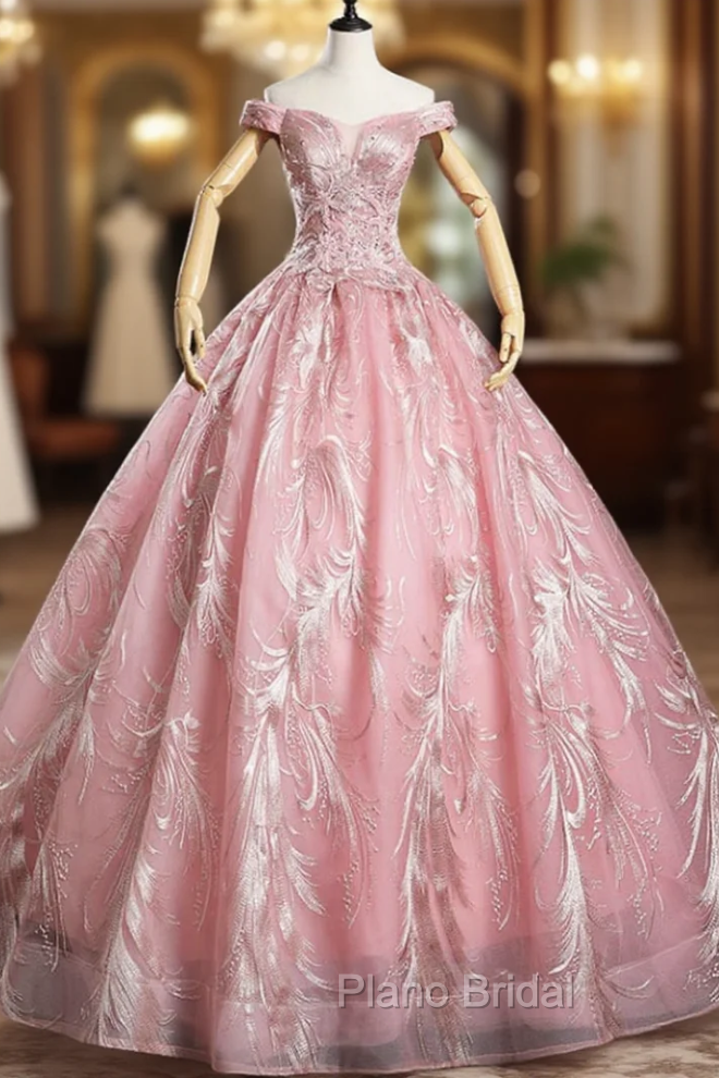 Fit Your Body Type Pink Embroidery Sequins Off the Shoulder Beading Quinceanera Dresses Main image