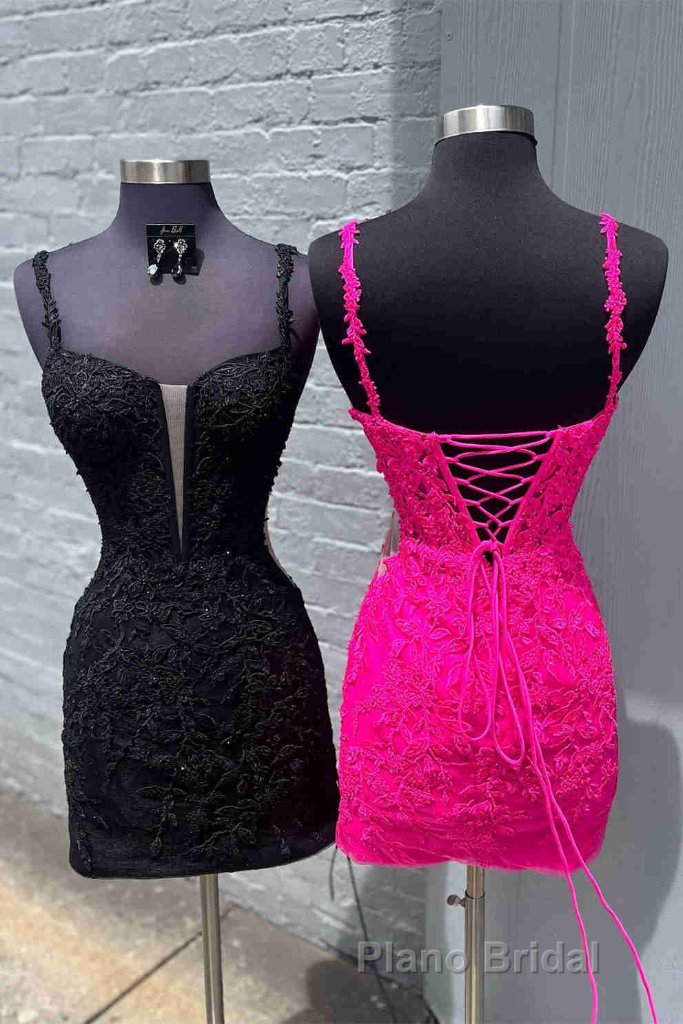 Fitted Straps Appliques Mini Homecoming Dresses