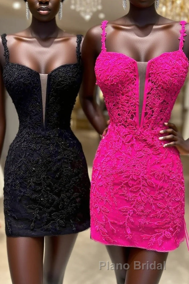 Fitted Straps Appliques Mini Homecoming Dresses Main image