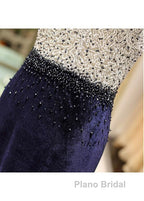 Fleece & Lace Scoop Short Sleeve Mermaid Evening Dresses