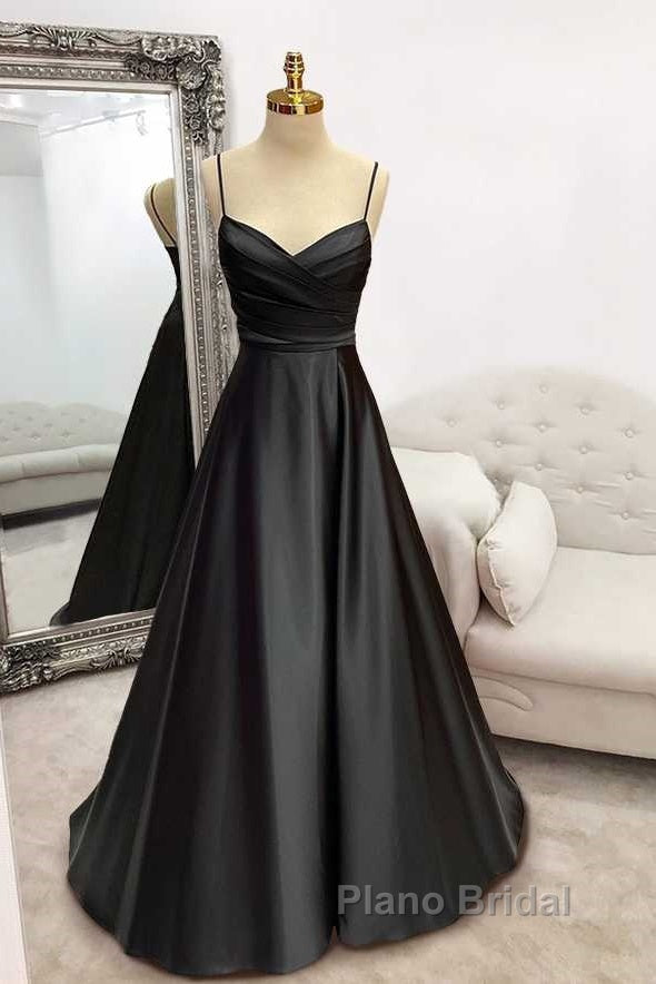 Floor-Length Satin Green Formal Prom Dresses A-Line  With Pleated Secondary image