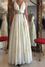Floor Length Vintage Wedding Dresses V-neck Backless With Belt