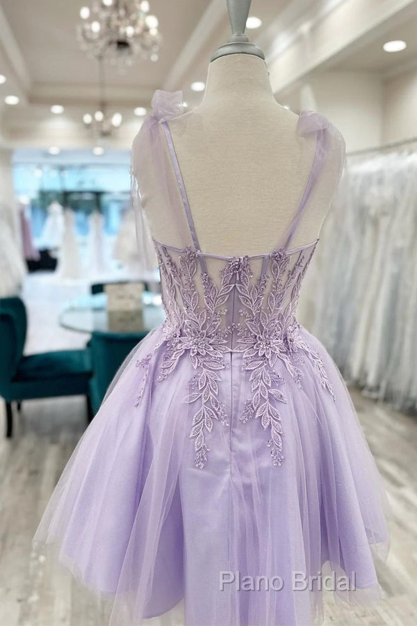 Floral Sweetheart A-Line Lavender Homecoming Dresses Secondary image