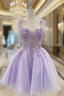Floral Sweetheart A-Line Lavender Homecoming Dresses