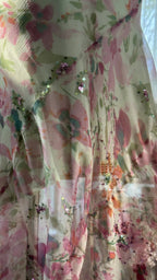 Flowing Chiffon Sequin Print Pink Irregular Skirt Formal Prom Dresses