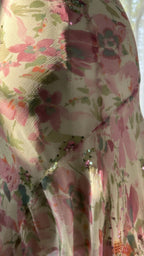 Flowing Chiffon Sequin Print Pink Irregular Skirt Formal Prom Dresses