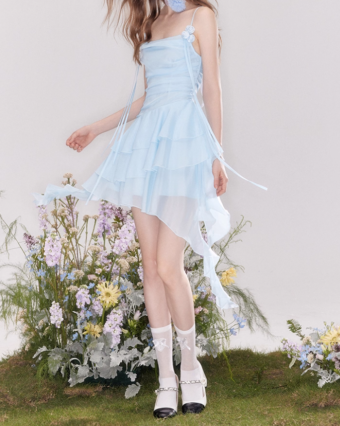 Flowy A Line Halter Layered Yellow Chiffon Open Back Short Homecoming Dresses Cocktail Dresses