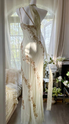 Flowy One Shoulder Chiffon Beaded Elegant Prom Dress