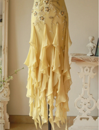 Flowy Strapless Yellow Beaded Jellyfish Skirt Chiffon Formal Prom Dresses