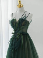Forest Style Emerald Green Beading Tulle Dresses, Formal Prom Dresses Fairy,Formal Evening Gown Graduation Party Dresses