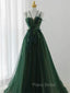 Forest Style Emerald Green Beading Tulle Dresses, Formal Prom Dresses Fairy,Evening Gown Graduation Party Dresses