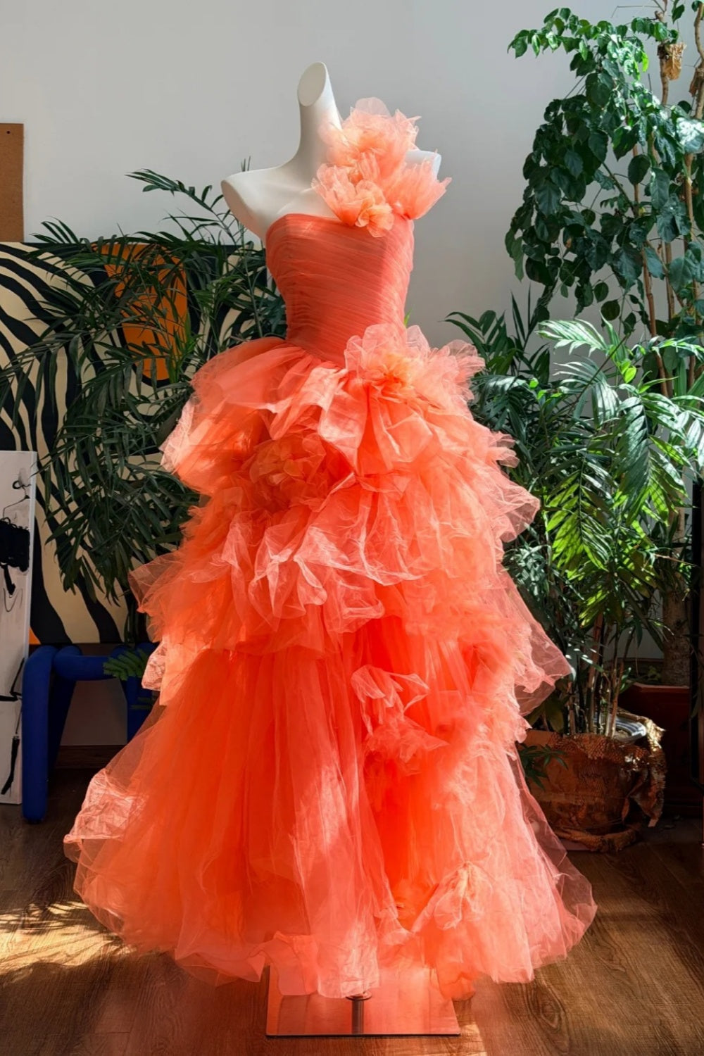 Free Custom Size, Custom Color, New Orange Fairy Long Formal Dresses Main image