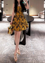 French 3D Flower Sling Dresses
