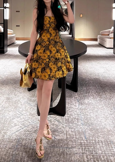 French 3D Flower Sling Dresses