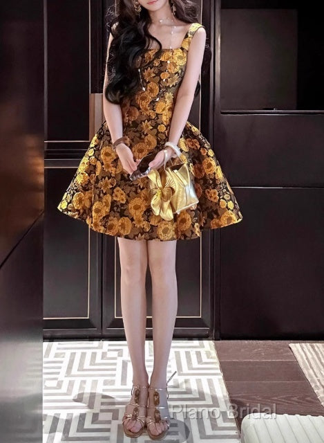 French 3D Flower Sling Dresses